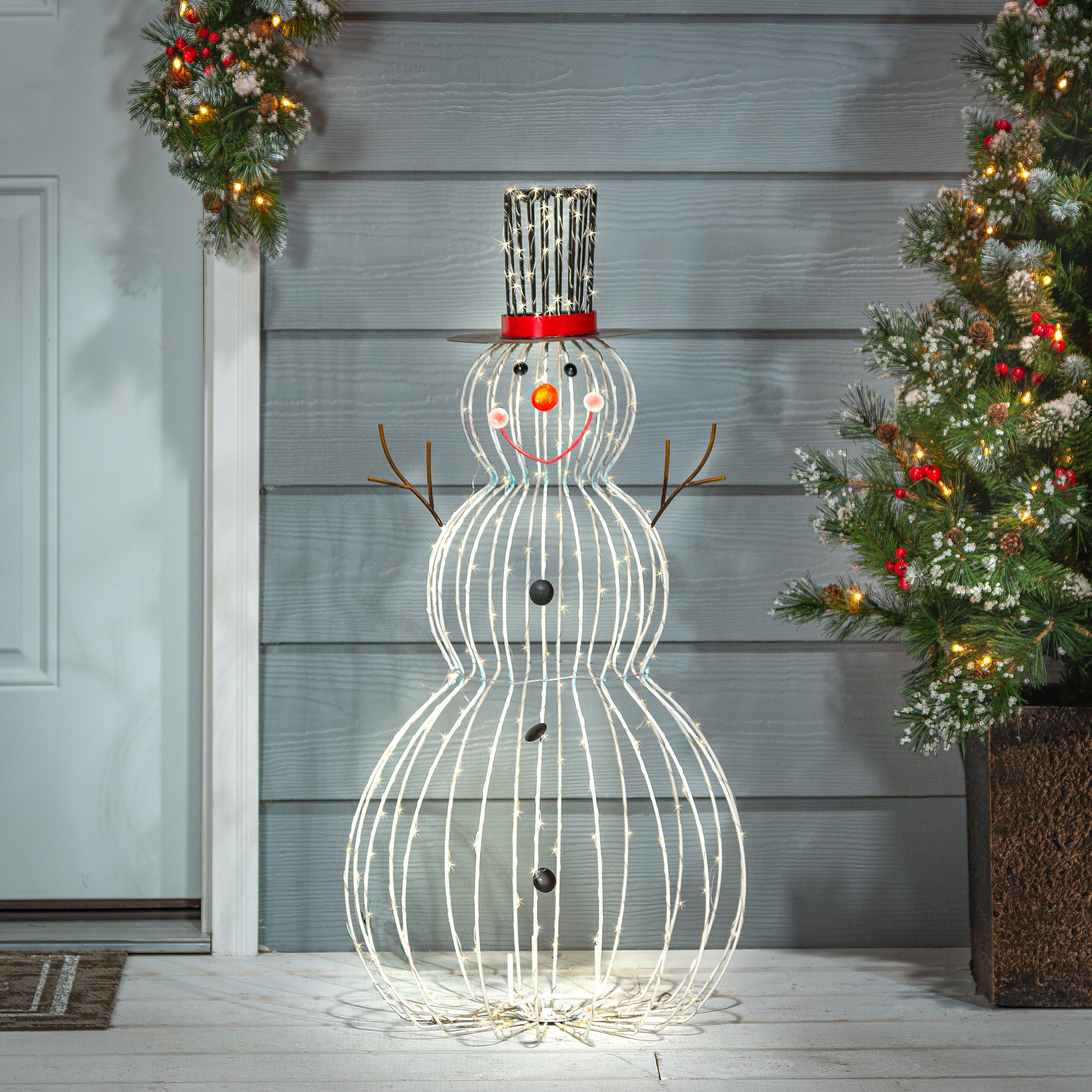 Jolly Wire LED Snowman, Christmas Holiday Outdoor Yard Decor